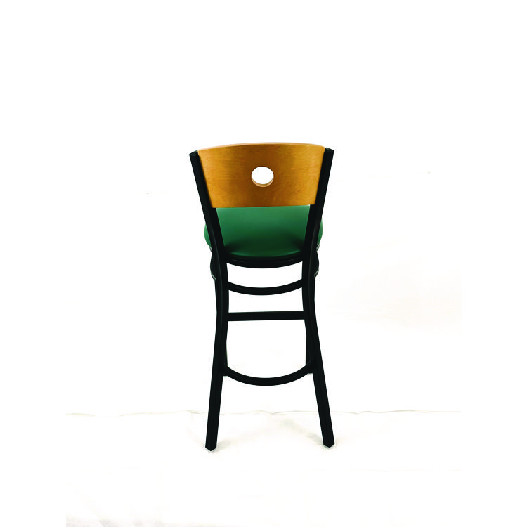 JMCCRBBVGRND - JMC FURNITURE Circle Series Barstool, Supports Up to 300 lb, 28.5" Seat Height, Green Seat, Natural Back, Black Base (JMCCRBBVGRND) - Image 4