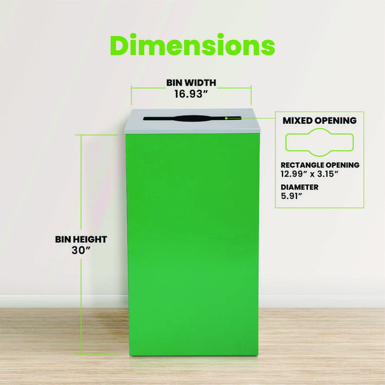 ALH4450KITGRNM - ALPINE INDUSTRIES 29 Gallon Trash/Recycling Cans, Steel, Green Can with Mixed Lid (ALH4450KITGRNM) - Image 10