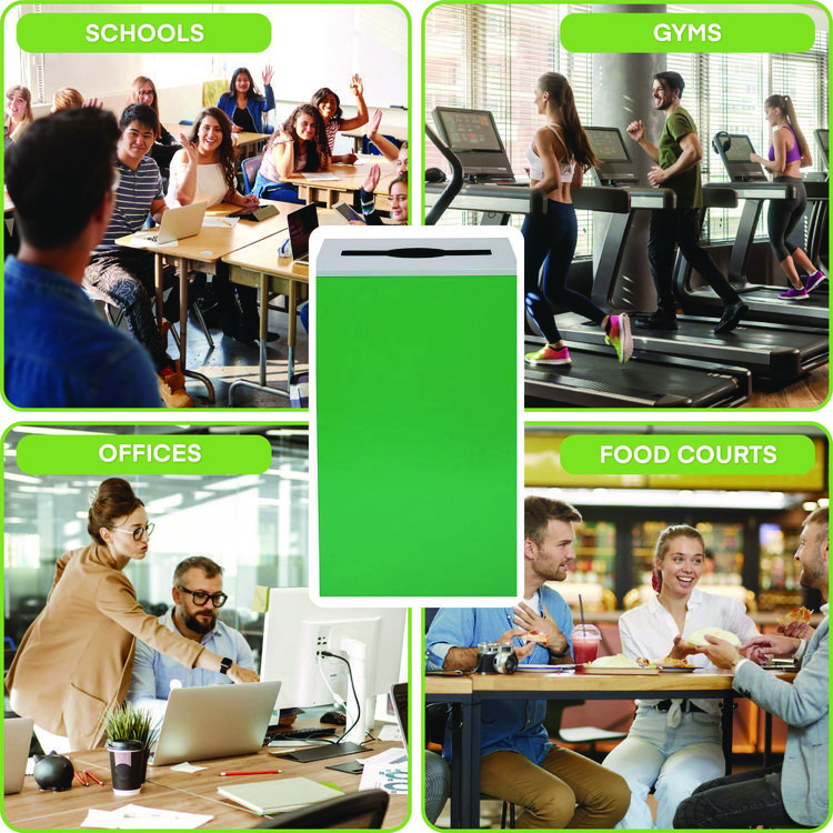 ALH4450KITGRNM - ALPINE INDUSTRIES 29 Gallon Trash/Recycling Cans, Steel, Green Can with Mixed Lid (ALH4450KITGRNM) - Image 11