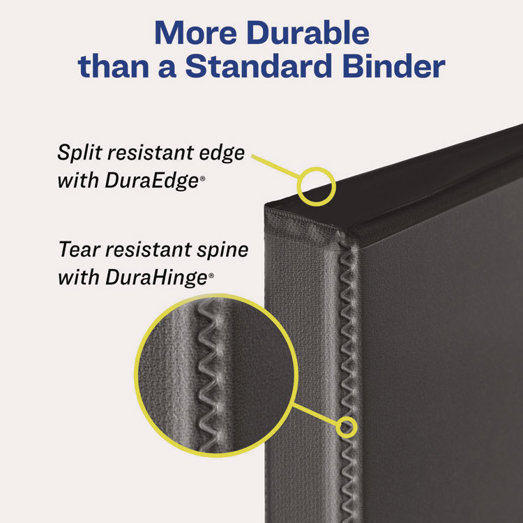 AVE79994 - Avery Heavy-Duty Non-View Binder with DuraHinge, Three Locking One Touch EZD Rings and Spine Label, 4" Capacity, 11 x 8.5, Black (AVE79994) - Image 3