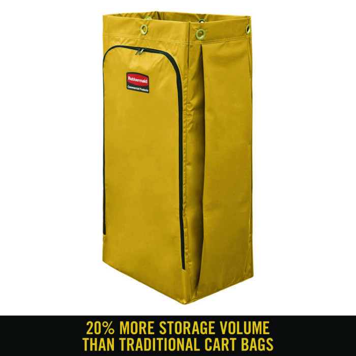 Rubbermaid Commercial Vinyl Cleaning Cart Bag for Rubbermaid Commercial 9T76, 9T77 and 9T78, 34 gal, 17.5" x 10.5" x 33", Yellow (RCP1966881) - Image 9