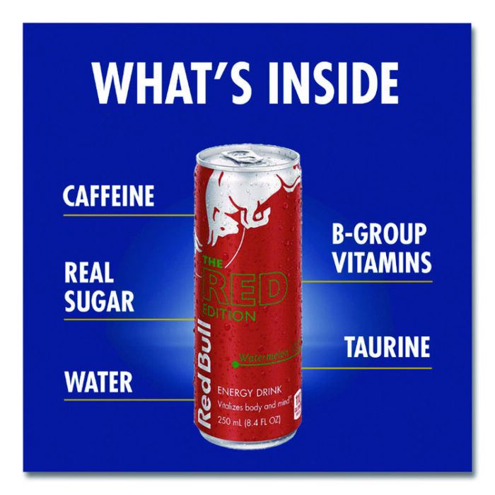 Red Bull The Red Edition Energy Drink, Watermelon, 8.4 oz Can, 24/Carton (RDBRBD45448) - Image 3