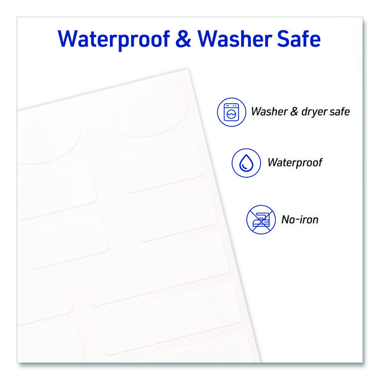 AVE40700 - Avery Avery Kids No-Iron Fabric Labels, Handwrite Only, Assorted Shapes and Sizes, White, 15 Labels/Sheet, 3 Sheets/Pack (AVE40700) - Image 4