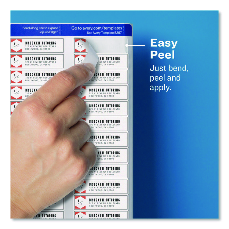 AVE8667 - Avery Matte Clear Easy Peel Mailing Labels with Sure Feed Technology, Inkjet Printers, 0.5 x 1.75, Clear, 80/Sheet, 25 Sheets/Pack (AVE8667) - Image 3