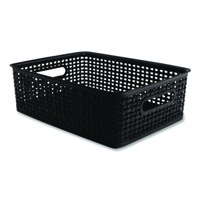 Advantus Plastic Weave Bin, Medium, 14" x 10.5" x 4.63", Black (AVT36003) - Image 3