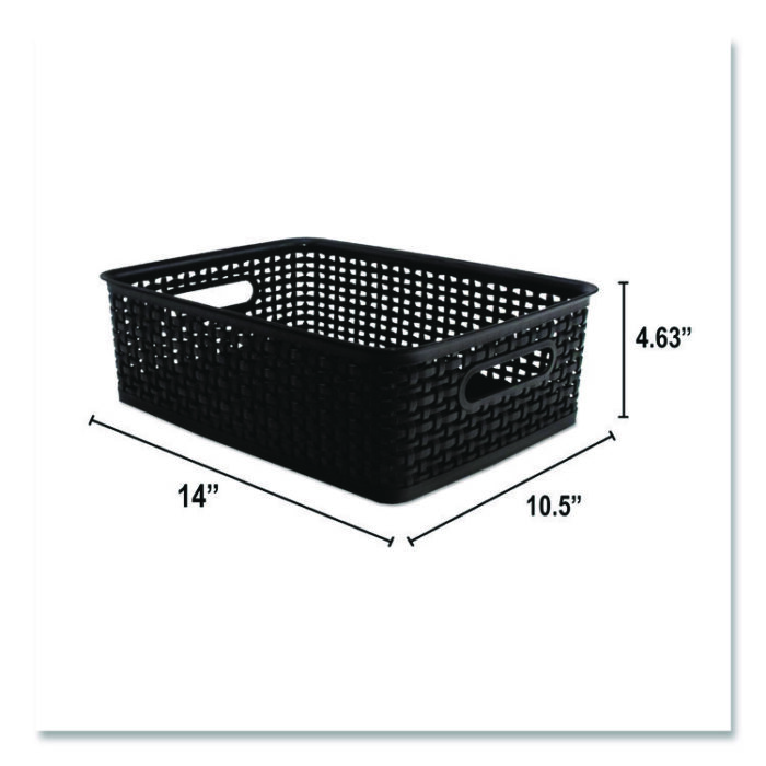 Advantus Plastic Weave Bin, Medium, 14" x 10.5" x 4.63", Black (AVT36003) - Image 4