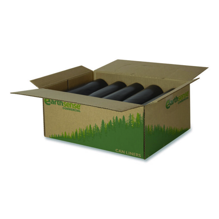 Earthsense Commercial Linear Low Density Recycled Can Liners, 60 gal, 2 mil, 38" x 58", Black, 10 Bags/Roll, 10 Rolls/Carton (WBIRNW5820) - Image 5