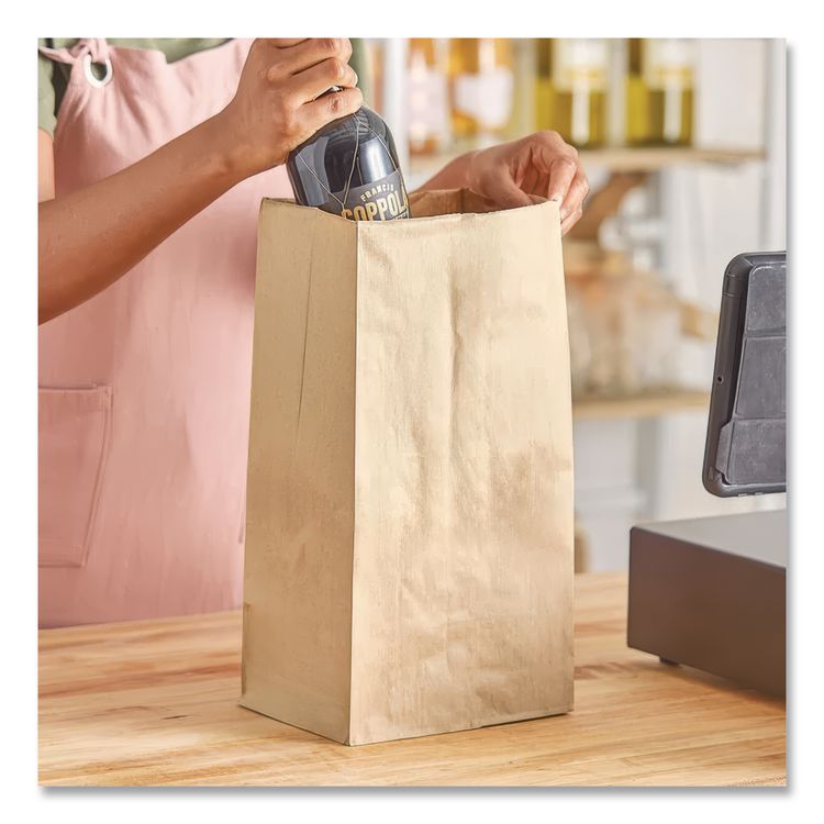 BAGGK25500 - ROSS & WALLACE PAPER PRODUCTS, INC. Grocery Paper Bags, 25# Size, 40# Basis Weight, 8.25" x 5.38" x 18", Kraft, 500/Bundle (BAGGK25500) - Image 2