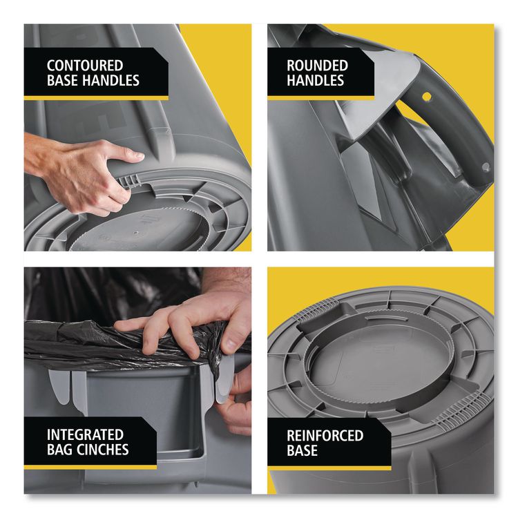 RCP2620YEL - Rubbermaid Commercial Vented Round Brute Container, 20 gal, Plastic, Yellow (RCP2620YEL) - Image 11