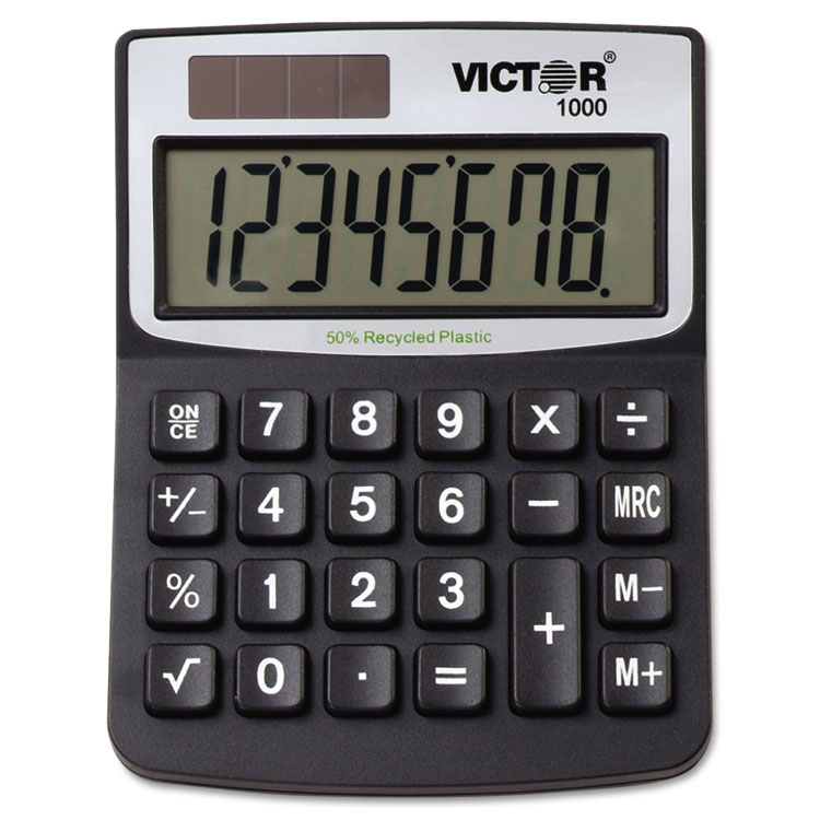 Victor 1000 Minidesk Calculator, 8-Digit LCD (VCT1000)