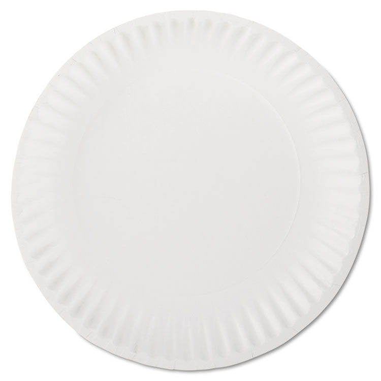 AJM Packaging Corporation White Paper Plates, 9" dia, 100/Pack (AJMPP9GREWHPK)