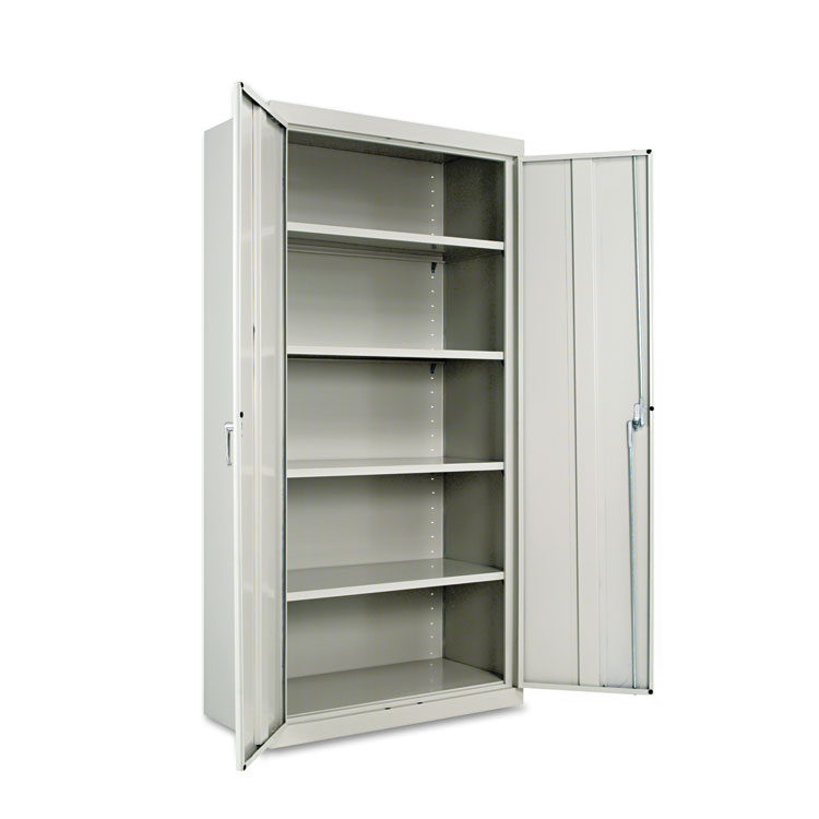 Alera Assembled 72" High Heavy-Duty Welded Storage Cabinet, Four Adjustable Shelves, 36w x 18d, Light Gray (ALECM7218LG)