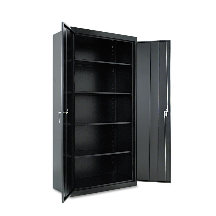 Alera Assembled 72" High Heavy-Duty Welded Storage Cabinet, Four Adjustable Shelves, 36w x 18d, Black (ALECM7218BK)