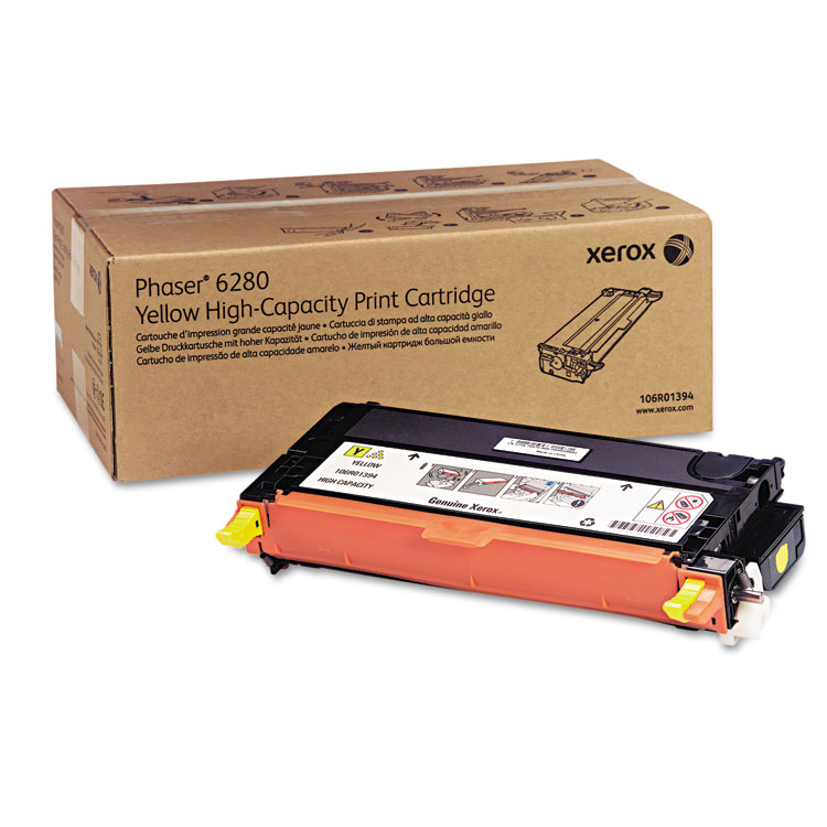 Xerox 106R01394 High-Yield Toner, 5,900 Page-Yield, Yellow (XER106R01394)