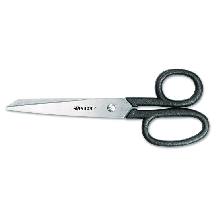 Westcott Kleencut Stainless Steel Shears, 7" Long, 3.31" Cut Length, Straight Black Handle (ACM19017)