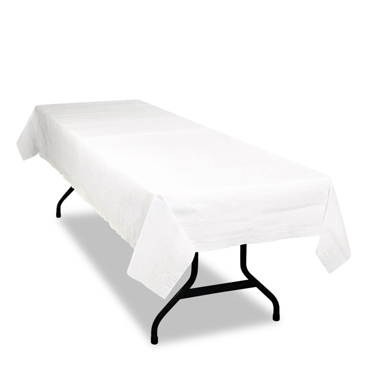 Tablemate Table Set Poly Tissue Table Cover, 54" x 108", White, 6/Pack (TBLPT549WH)