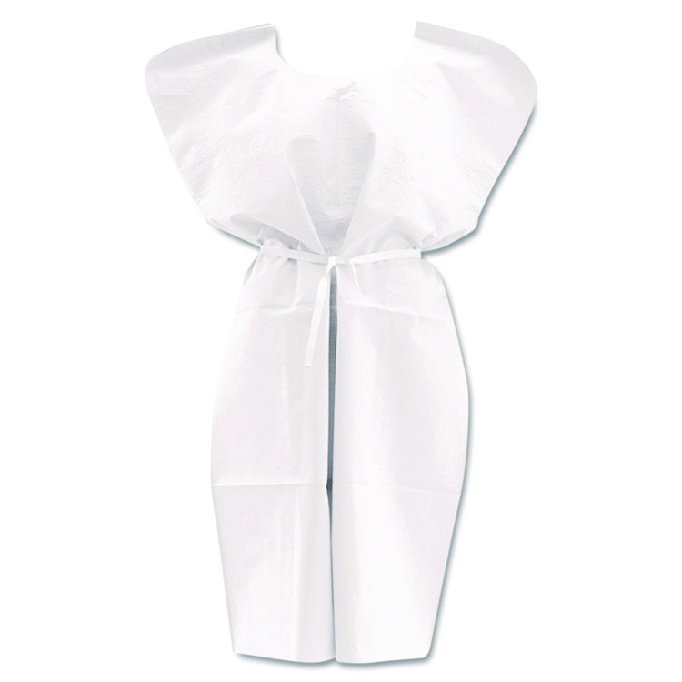 Medline Disposable Patient Gowns, 3-Ply Tissue Poly Tissue, 30" x 42", White, 50/Carton (MIINON24355)
