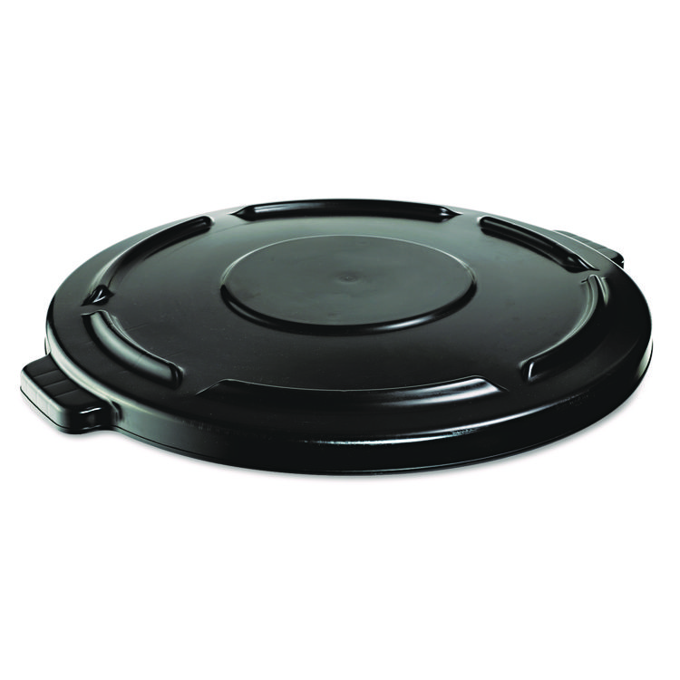 Rubbermaid Commercial BRUTE Self-Draining Flat Top Lids, 24.5" dia x 1.5h, Black (RCP264560BLA)