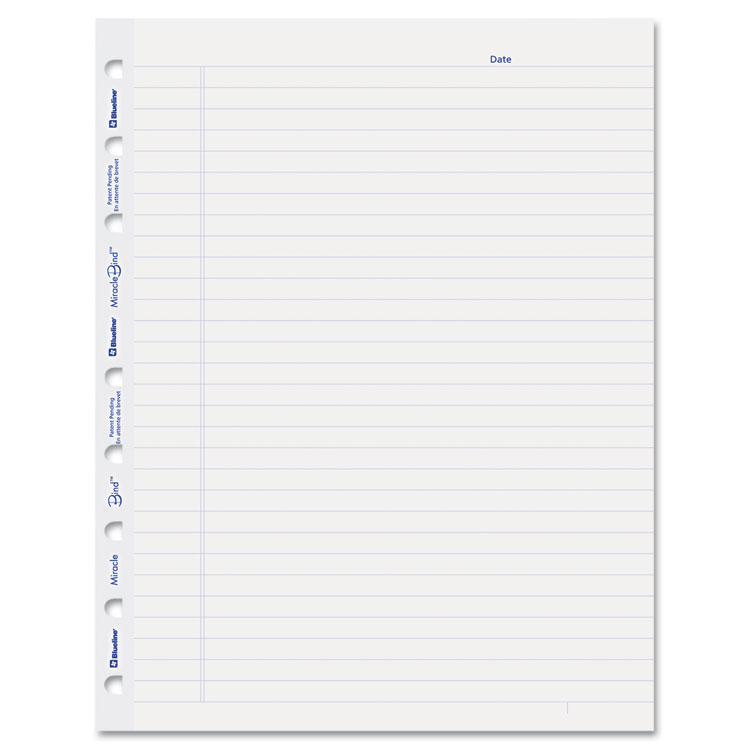 Blueline Ruled Paper Refill Sheets for all MiracleBind Notebooks and Planners, 9.25 x 7.25, White/Blue Sheets, Undated, 50/Pack (REDAFR9050R)