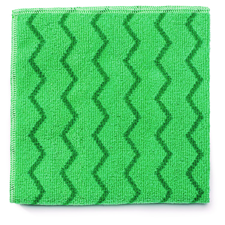 Rubbermaid Commercial Reusable Cleaning Cloths, Microfiber, 16 x 16, Green, 12/Carton (RCPQ620)