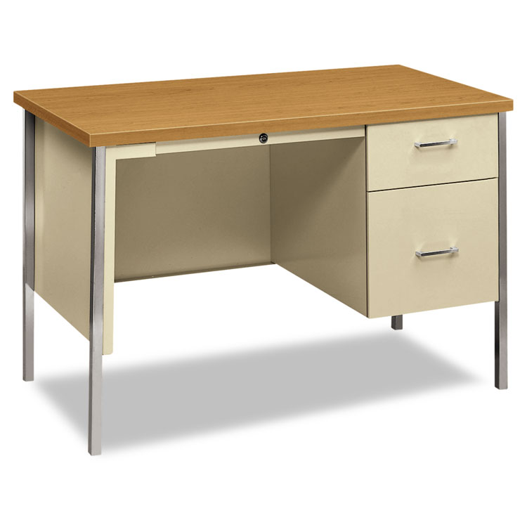 HON 34000 Series Right Pedestal Desk, 45.25" x 24" x 29.5", Harvest/Putty (HON34002RCL)