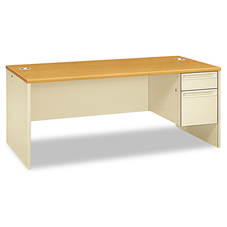 HON 38000 Series Right Pedestal Desk, 72" x 36" x 29.5", Harvest/Putty (HON38293RCL)