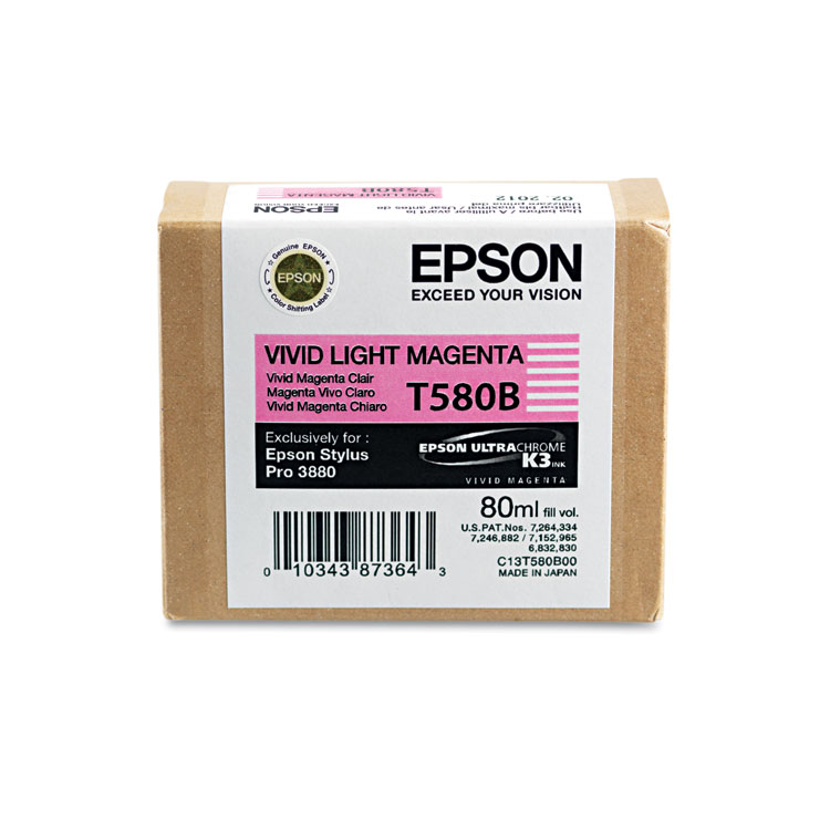 Epson T580B00 UltraChrome K3 Ink, Vivid Light Magenta (EPST580B00)