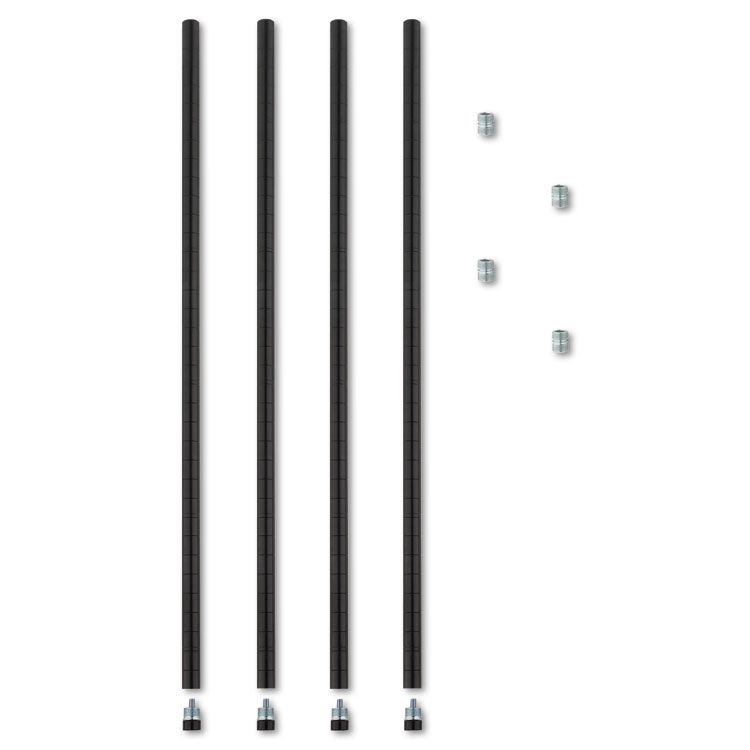 Alera Stackable Posts For Wire Shelving, 36 "High, Black, 4/Pack (ALESW59PO36BL)