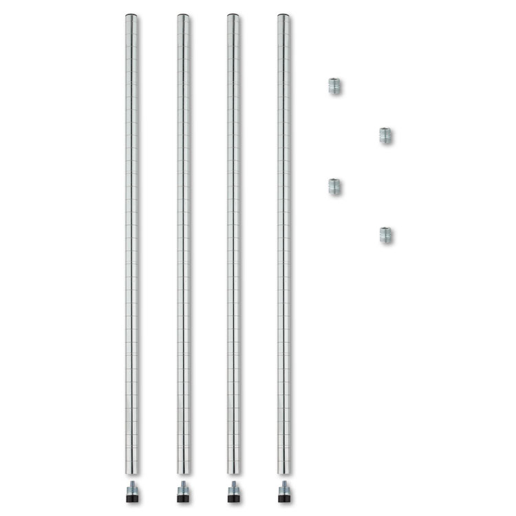 Alera Stackable Posts For Wire Shelving, 36" High, Silver, 4/Pack (ALESW59PO36SR)