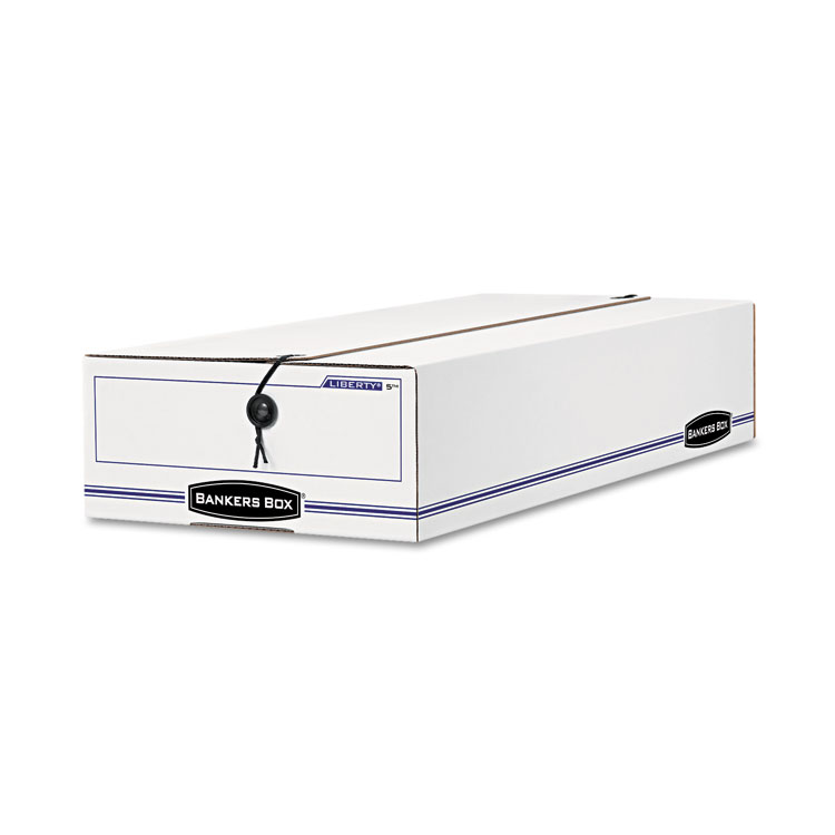 Bankers Box LIBERTY Check and Form Boxes, 11" x 24" x 5", White/Blue, 12/Carton (FEL00005)