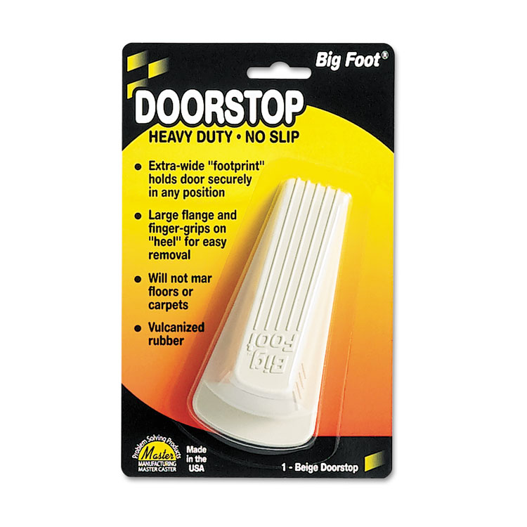 Master Caster Big Foot Doorstop, No Slip Rubber Wedge, 2.25w x 4.75d x 1.25h, Beige (MAS00900)