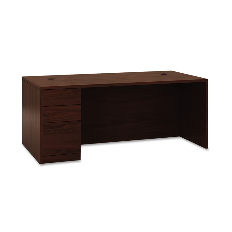 HON 10500 Series "L" Workstation Left Pedestal Desk with Full-Height Pedestal, 72" x 36" x 29.5", Mahogany (HON105896LNN)