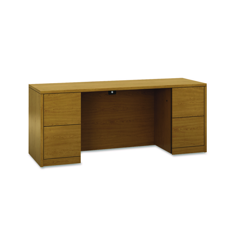 HON 10500 Series Kneespace Credenza With Full-Height Pedestals, 72w x 24d x 29.5h, Harvest (HON105900CC)