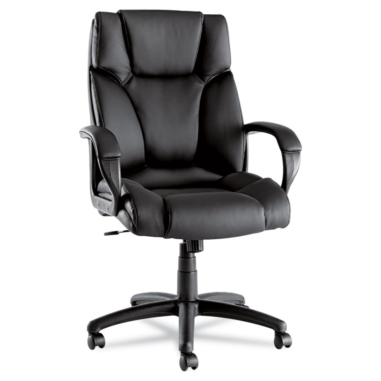 Alera Alera Fraze Series Executive High-Back Swivel/Tilt Bonded Leather Chair, Supports 275 lb, 17.71" to 21.65" Seat Height, Black (ALEFZ41LS10B)
