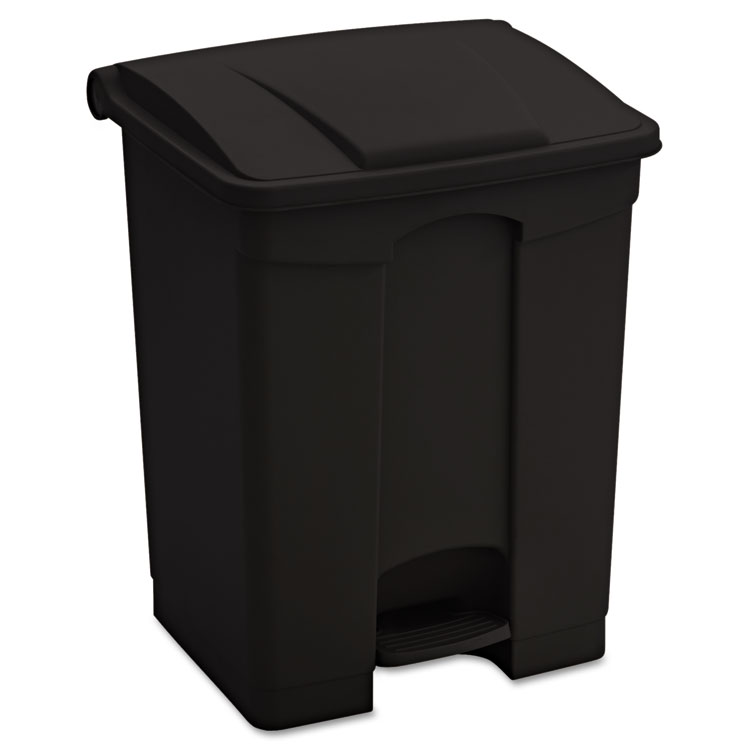 Safco Large Capacity Plastic Step-On Receptacle, 17 gal, Plastic, Black (SAF9922BL)