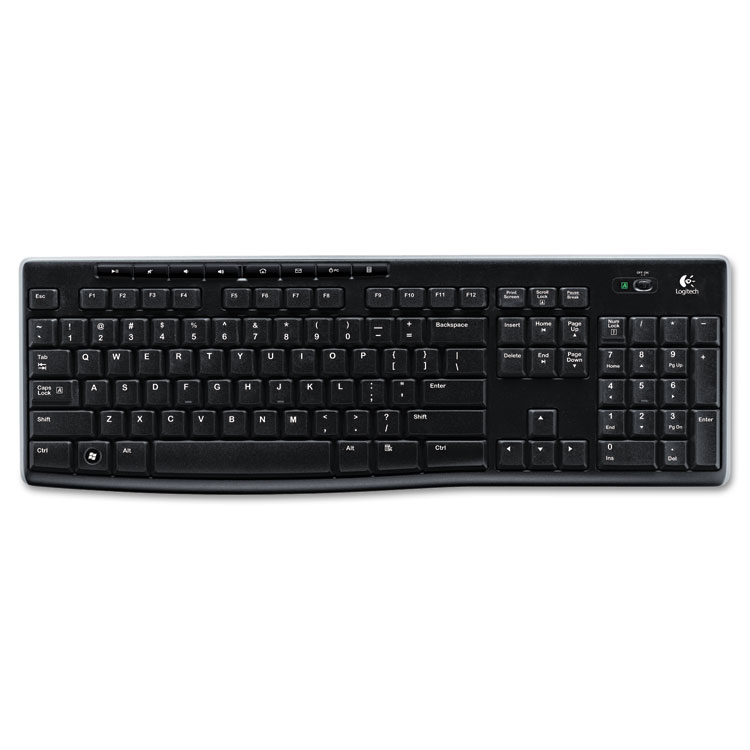 Logitech K270 Wireless Keyboard, USB Unifying Receiver, Black (LOG920003051)
