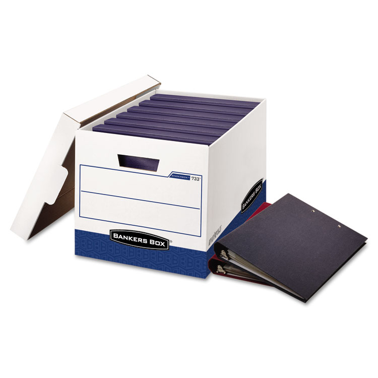 Bankers Box BINDERBOX Storage Boxes, Letter Files, 13.13" x 20.13" x 12.38", White/Blue, 12/Carton (FEL0073301)