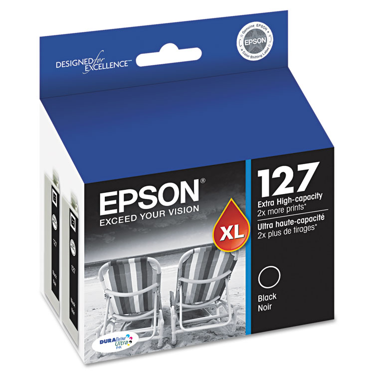 Epson T127120-D2 (127) DURABrite Ultra Extra High-Yield Ink, Black, 2/Pack (EPST127120D2)