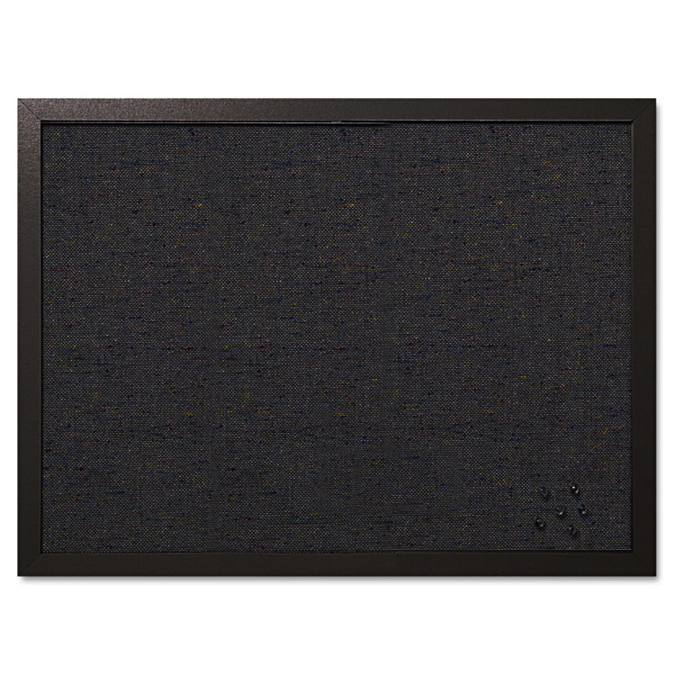 MasterVision Designer Fabric Bulletin Board, 24" x 18", Black Surface, Black Fiberboard (MDF) Frame (BVCFB0471168)