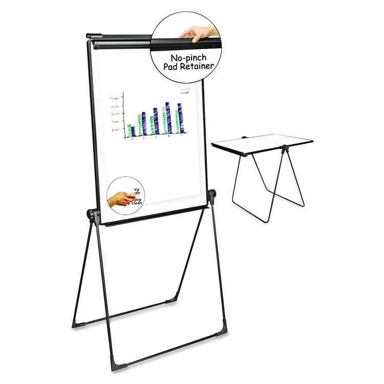 Universal Foldable Double-Sided Dry Erase Easel, 37.39" x 31.88", White Surface, Black Plastic Frame (UNV43030)