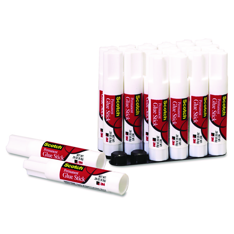 Scotch Permanent Glue Stick, 0.28 oz, Dries Clear, 18/Pack (MMM600818)