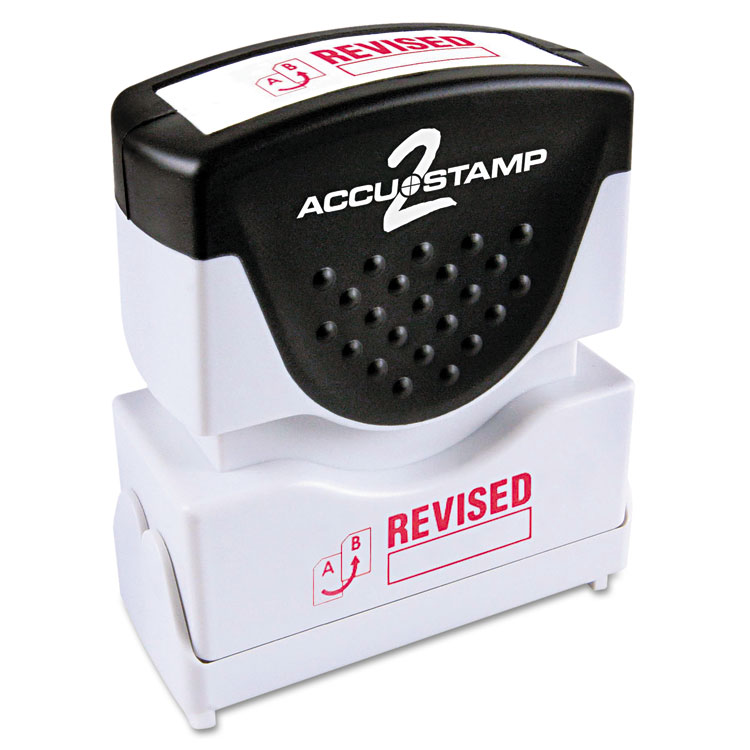 ACCUSTAMP2 Pre-Inked Shutter Stamp, Red, REVISED, 1.63 x 0.5 (COS035587)
