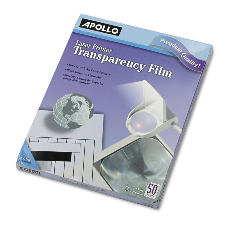 Apollo Laser Transparency Film, 8.5 x 11, Black on Clear, 50/Box (APOCG7060)