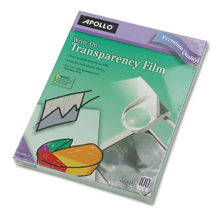 Apollo Write-On Transparency Film, 8.5 x 11, 100/Box (APOWO100CB)