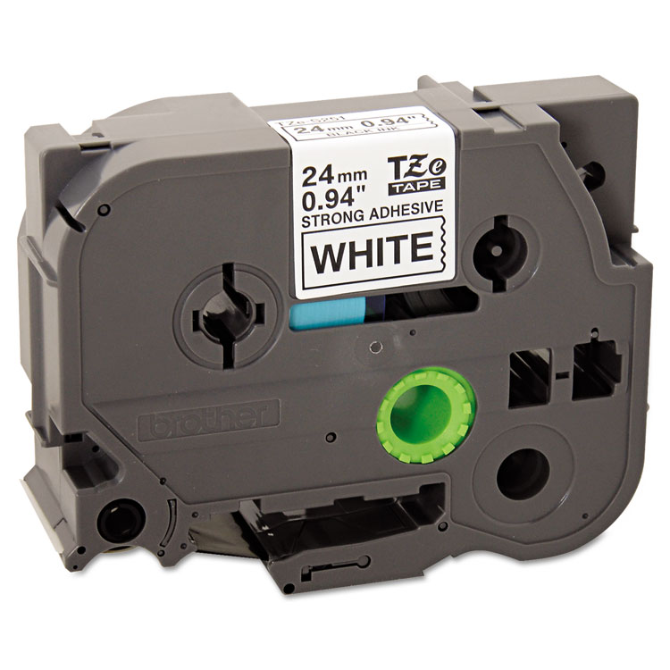 BROTHER INTL. CORP. TZe Extra-Strength Adhesive Laminated Labeling Tape, 0.94" x 26.2 ft, Black on White (BRTTZES251)