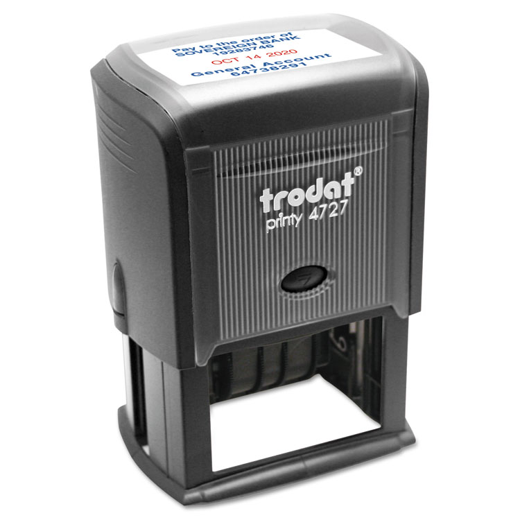 Trodat Printy Custom Self-Inking Dater, 2.38" x 1.63", Black/Blue/Red (USST4727)