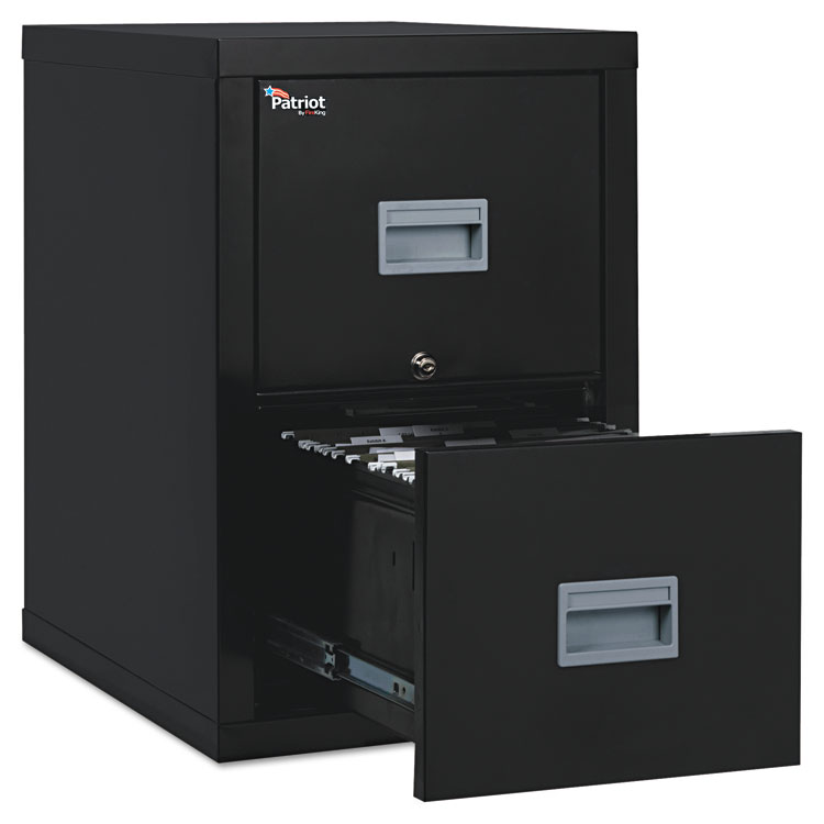 FireKing Patriot by FireKing Insulated Fire File, 1-Hour Fire Protection, 2 Legal/Letter File Drawers, Black, 17.75" x 25" x 27.75" (FIR2P1825CBL)