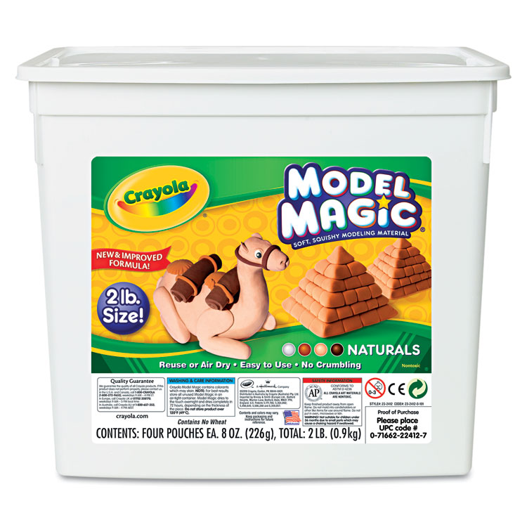 Crayola Model Magic Modeling Compound, 8 oz Packs, 4 Packs, Assorted Natural Colors, 2 lbs (CYO232412)