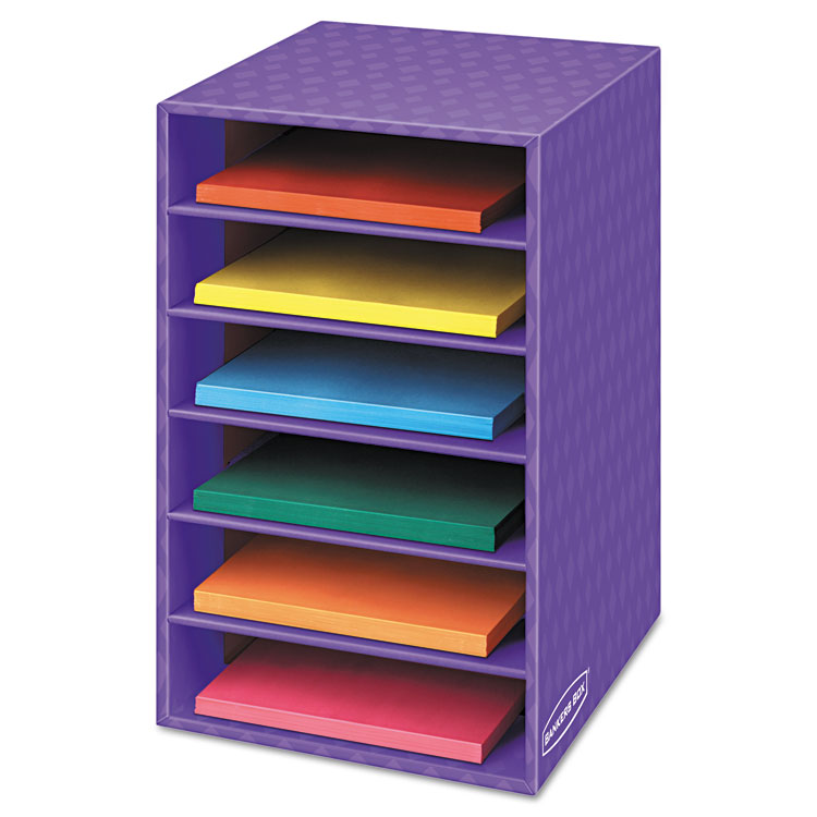 Bankers Box Vertical Classroom Organizer, 6 Shelves, 11.88 x 13.25 x 18, Purple (FEL3381201)