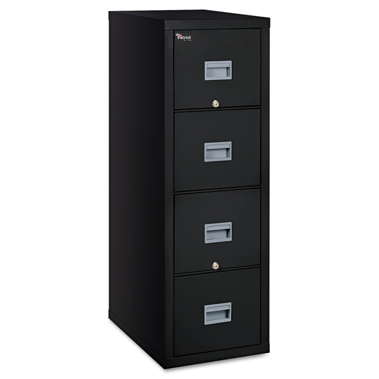 FireKing Patriot by FireKing Insulated Fire File, 1-Hour Fire Protection, 4 Legal/Letter File Drawers, Black, 17.75" x 25" x 52.75" (FIR4P1825CBL)
